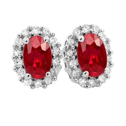 Krappenset Roter Rubin und Diamanten 6,10 Karat Pave Ohrstecker - harrychadent.ch