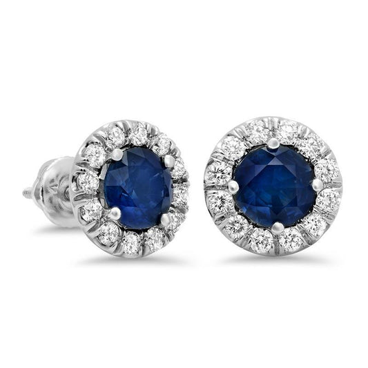 Lady Studs Ohrring Sri Lankan Saphir Diamanten 4,20 ct Weißgold - harrychadent.ch