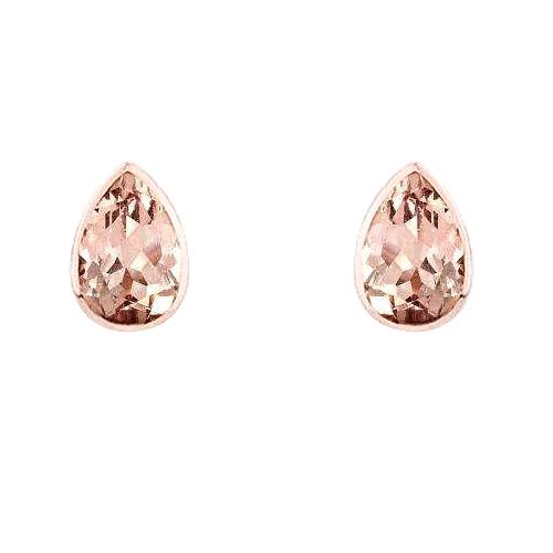 Lünette Set 12,50 ct Morganit Ohrstecker im Birnenschliff Roségold 14K - harrychadent.ch