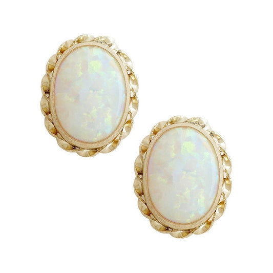 echter oval opal 9.00Karat ohrring Vorderansicht