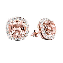 Morganit mit Diamanten 12,70 Karat Ohrstecker Roségold 14K