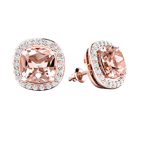 Morganit mit Diamanten 12,70 Karat Ohrstecker Roségold 14K - harrychadent.ch