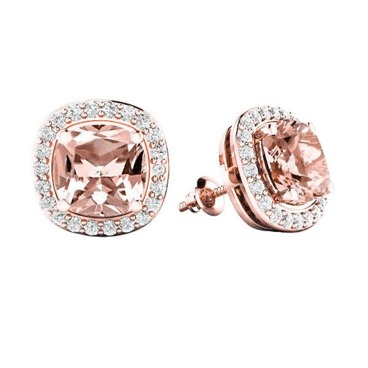 Morganit mit Diamanten 12,70 Karat Ohrstecker Roségold 14K - harrychadent.ch