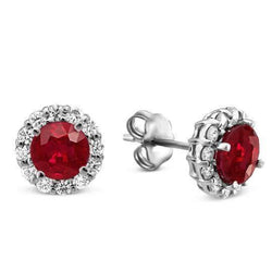 Ohrstecker mit 5,90 Karat Rotem Rubin und Diamanten