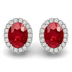 Oval Cut Red Ruby & Diamant Lady Stud 4,50 Karat Ohrringe Neu - harrychadent.ch