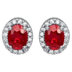 Oval Rubin und Diamanten 6 Karat Damen Ohrstecker 14K Gold
