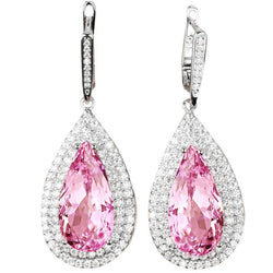 Rosafarbener Kunzit-Diamant-Damen-Ohrring Feingoldschmuck 11,66 ct