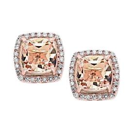 Rose Gold 14K 11,52 Karat Morganit & Diamanten Lady Ohrstecker - harrychadent.ch