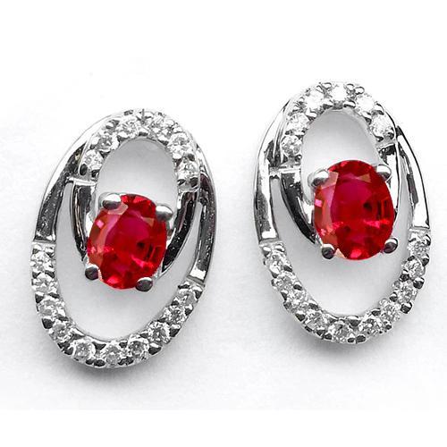 echter oval rubin 7.20Karat ohrring Vorderansicht