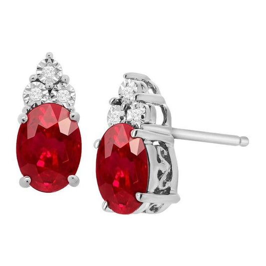 Roter Rubin und Diamant Ohrstecker 5,30 Karren Edelsteinschmuck - harrychadent.ch