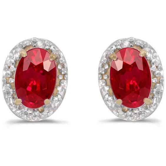 Roter Rubin und Diamant Ohrstecker Halo-Ohrring Goldschmuck 4,40 Karat - harrychadent.ch