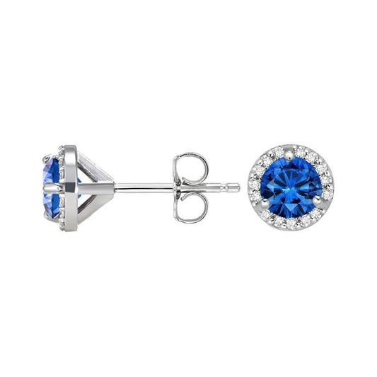 Rundschliff 3,20 Karat Sri Lanka Saphir Diamanten Ohrstecker - harrychadent.ch