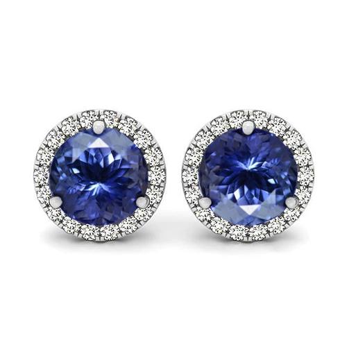 echter round diamant 6.40Karat ohrring Vorderansicht