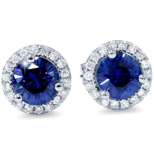Sri Lanka Blauer Saphir Diamant Ohrstecker Goldschmuck 5 Karat - harrychadent.ch