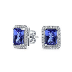 Tansanit & Diamanten 4.02 Karat Pave Ohrstecker 14K Weißgold