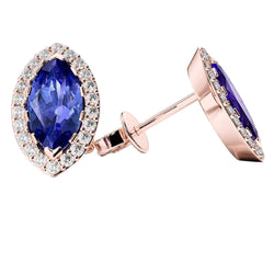 Tansanit mit Diamanten 4,20 Karat Damen Ohrstecker Rg 14K