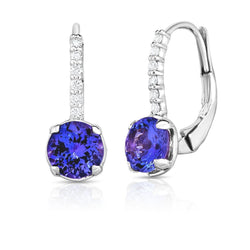 Tansanit mit Diamanten 4,50 ct. Ohrhänger Weißgold