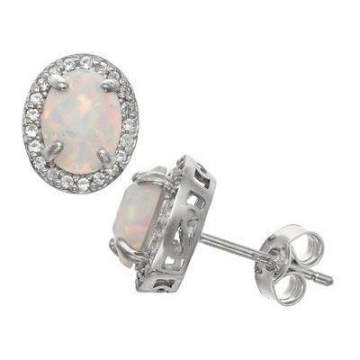 Weißgold 14K 10,80 Karat Opal & Pave Diamants Ohrstecker Halo Ohrringe - harrychadent.ch