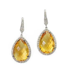 Weißgold 14K 37,08 Ct Citrin mit Diamanten Ohrhänger Neu