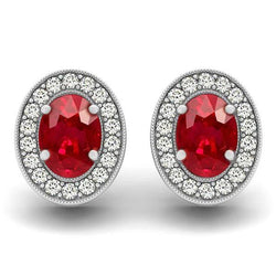Weißgold 14K Roter Rubin Und Diamanten 5 Karat Damen Ohrstecker Ohrringe