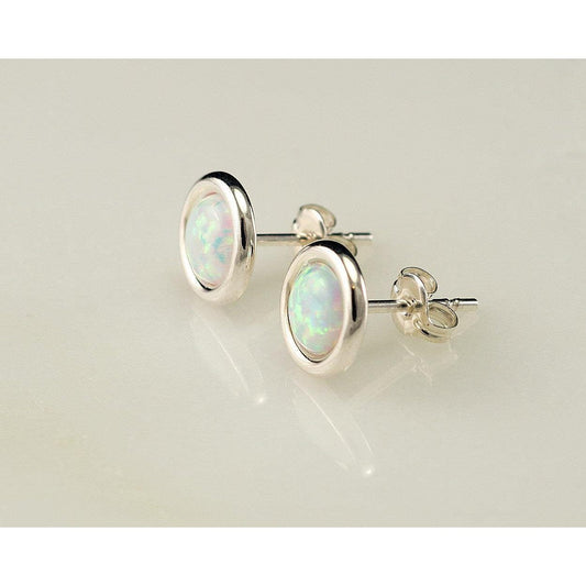 Weißgold 14K Rundschliff Lünette Set Opal 8 Kt Damen Ohrstecker Ohrringe - harrychadent.ch