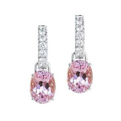 Zinken-Set 31,20 Ct. Ohrringe aus rosa Kunzit und Diamanten