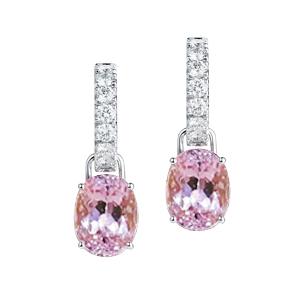 Zinken-Set 31,20 Ct. Ohrringe aus rosa Kunzit und Diamanten - harrychadent.ch