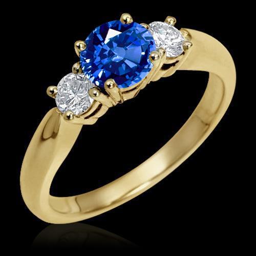 1 karat drei-stein-diamant-verlobungsring 14k gelbgold