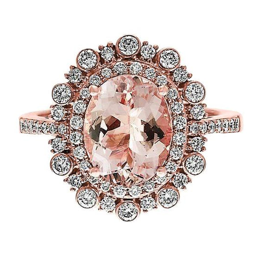 10.75 ct Morganit und Diamanten Jubiläumsring Gold Rose 14K - harrychadent.ch