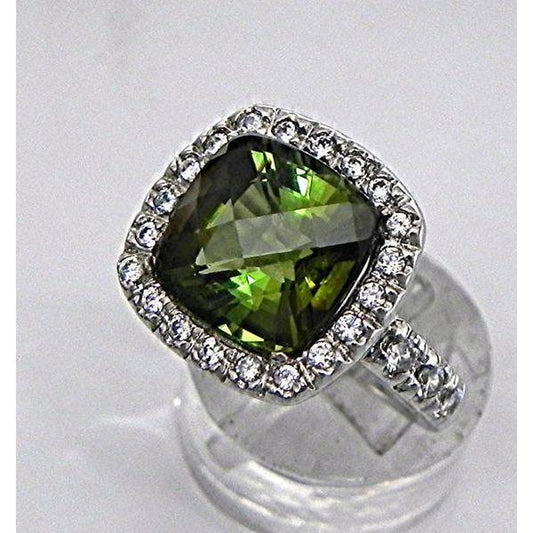 10.75 ct Turmalin und Diamanten Verlobungsring Gold Weiß 14K - harrychadent.ch