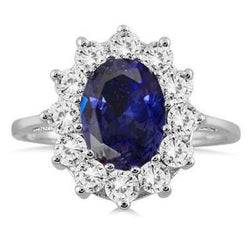 11,75 Kt Blauer Tansanit mit Diamanten Ehering 14K Weißgold