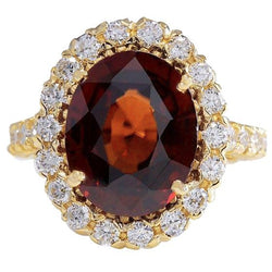 11.25 ct Granat mit Diamanten Verlobungsring Gelbgold 14K