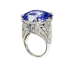 11.50 Karat Kissen Sri Lanka Saphir Runder Diamant Weißgold Ring