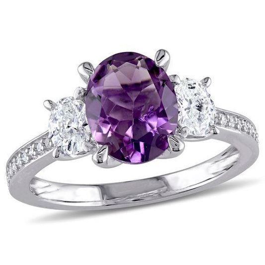 11.50 karat krappen amethyst & diamant ring edelstein weißgold 14k