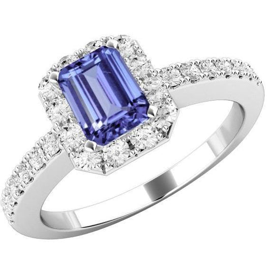 11.75 Kt Tansanit und Diamanten Ring Neu Weißgold 14K - harrychadent.ch