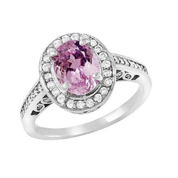 11.85 Karat Rosa Kunzit mit Diamanten Jubiläumsring Weißgold