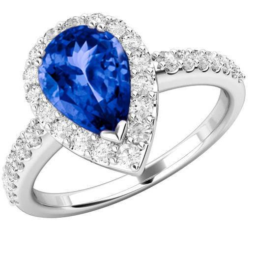 12,25 ct. Birne Tansanit mit runden Diamanten Ehering WG 14K - harrychadent.ch