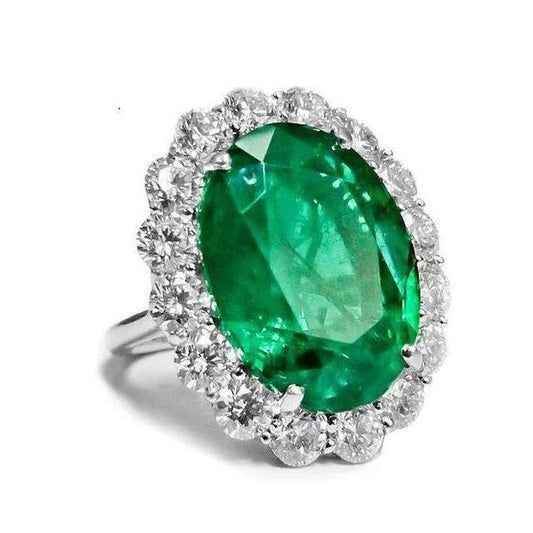 12,75 Karat Grüner Turmalin Und Diamanten Ehering Weißgold 14K - harrychadent.ch