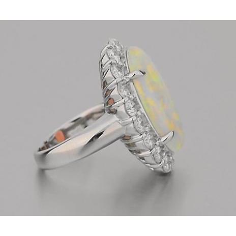 12.50 Karat Opal und Diamanten Ehering Neu Weißgold 14K - harrychadent.ch