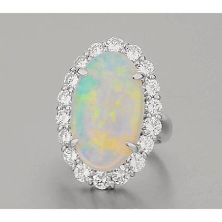 12.50 Karat Opal und Diamanten Ehering Neu Weißgold 14K - harrychadent.ch