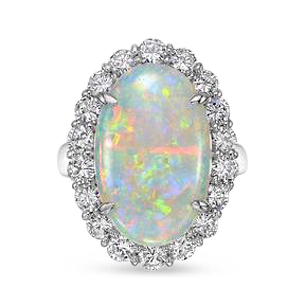 12.50 Karat Opal und Diamanten Ehering Neu Weißgold 14K - harrychadent.ch