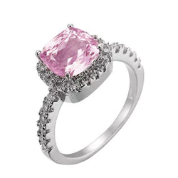 12.90 Karat Rosa Kunzit Und Diamanten Jubiläumsring Gold Weiß