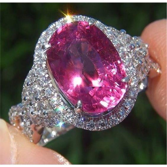 13.25 Kt Rosa Turmalin Und Diamanten Ehering Gold Weiß 14K - harrychadent.ch