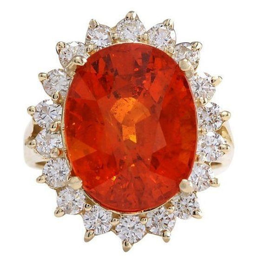 14 Kt. Brillantschliff Granat und Diamanten Verlobungsring Gold 14K - harrychadent.ch