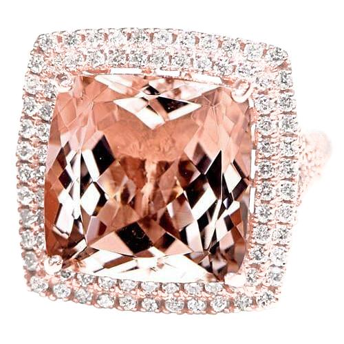 14K Rose Gold Morganit und Diamant 10,25 ct Ring Neu - harrychadent.ch