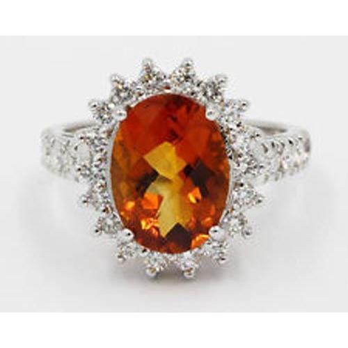14K Weißgold Madeira Citrin und Diamantring 22,50 Karat Schmuck - harrychadent.ch