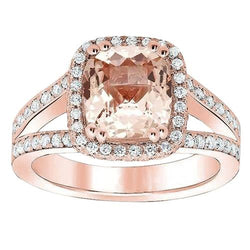 15 Kt Kissen Morganit Und Runde Diamanten Ring Roségold 14K