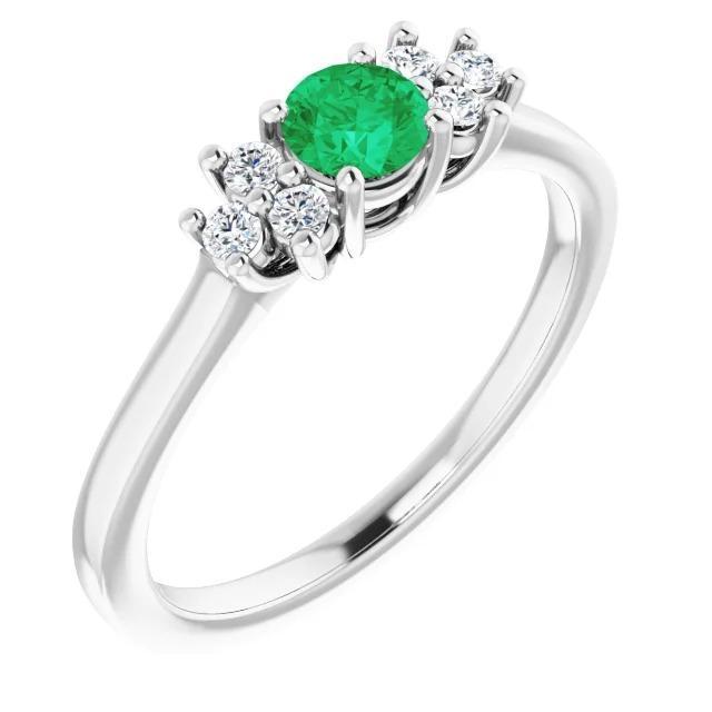 1,50 Karat Diamant und runder grüner Smaragdsteinring - harrychadent.ch