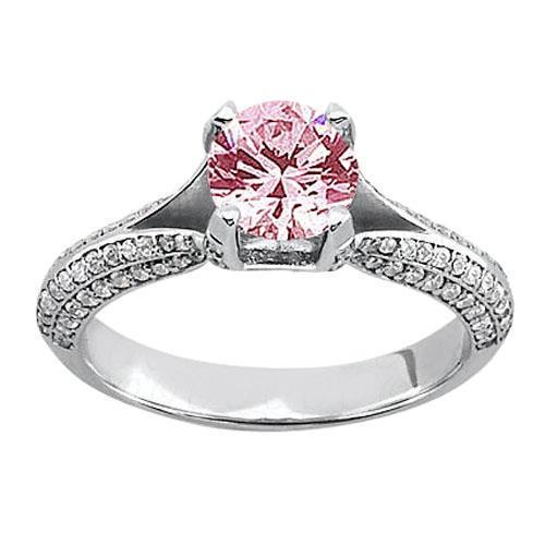 1,51 ct rosa saphir weißer runder edelstein-verlobungsring