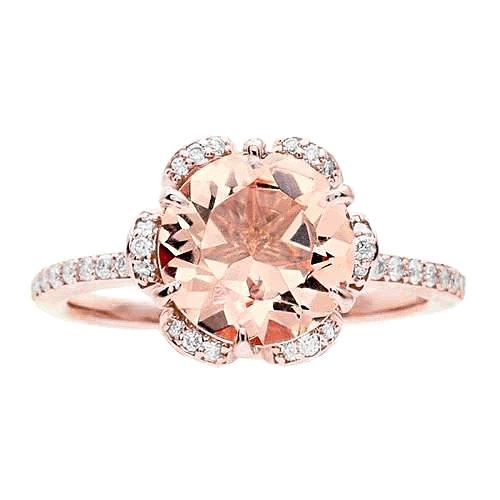 15.25 Karat Rundschliff Morganit und Diamanten Ring Gold Rose 14K - harrychadent.ch